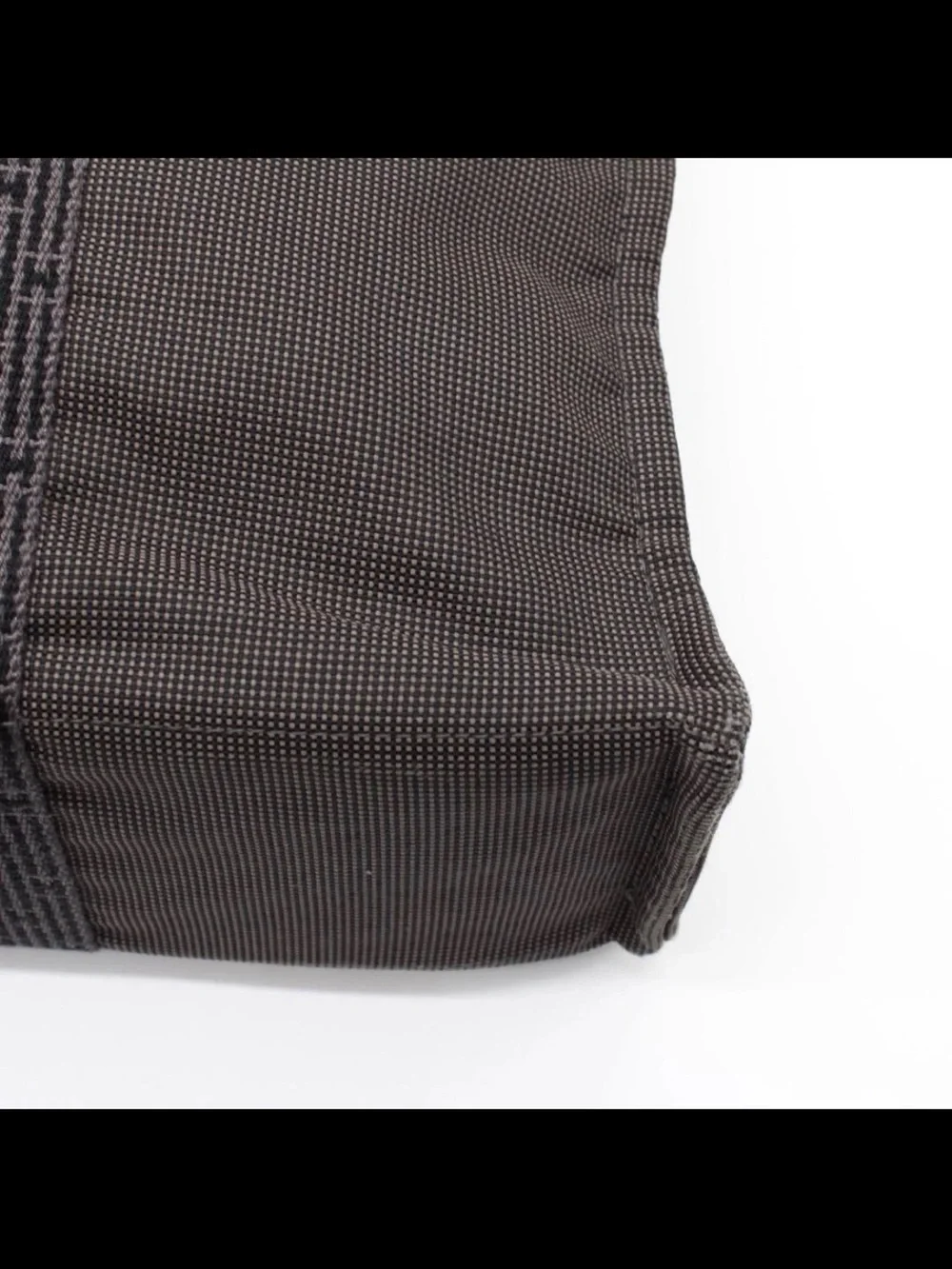 Hermes Dark Brown Canvas Tote with Signature Webbing